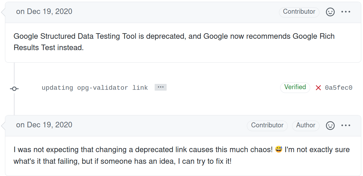 Screenshot of CI failure unrelated to the current pull request throwing off an occasional contributor
